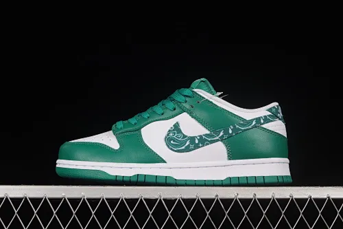 All categories Nk SB Dunk series Nk SB Dunk Low low-cut sneakers F version special price Nk Dunk Low "Green Paisley" cashew flower white and green SB smashed backboard fashion casual sneakers DH4401-102